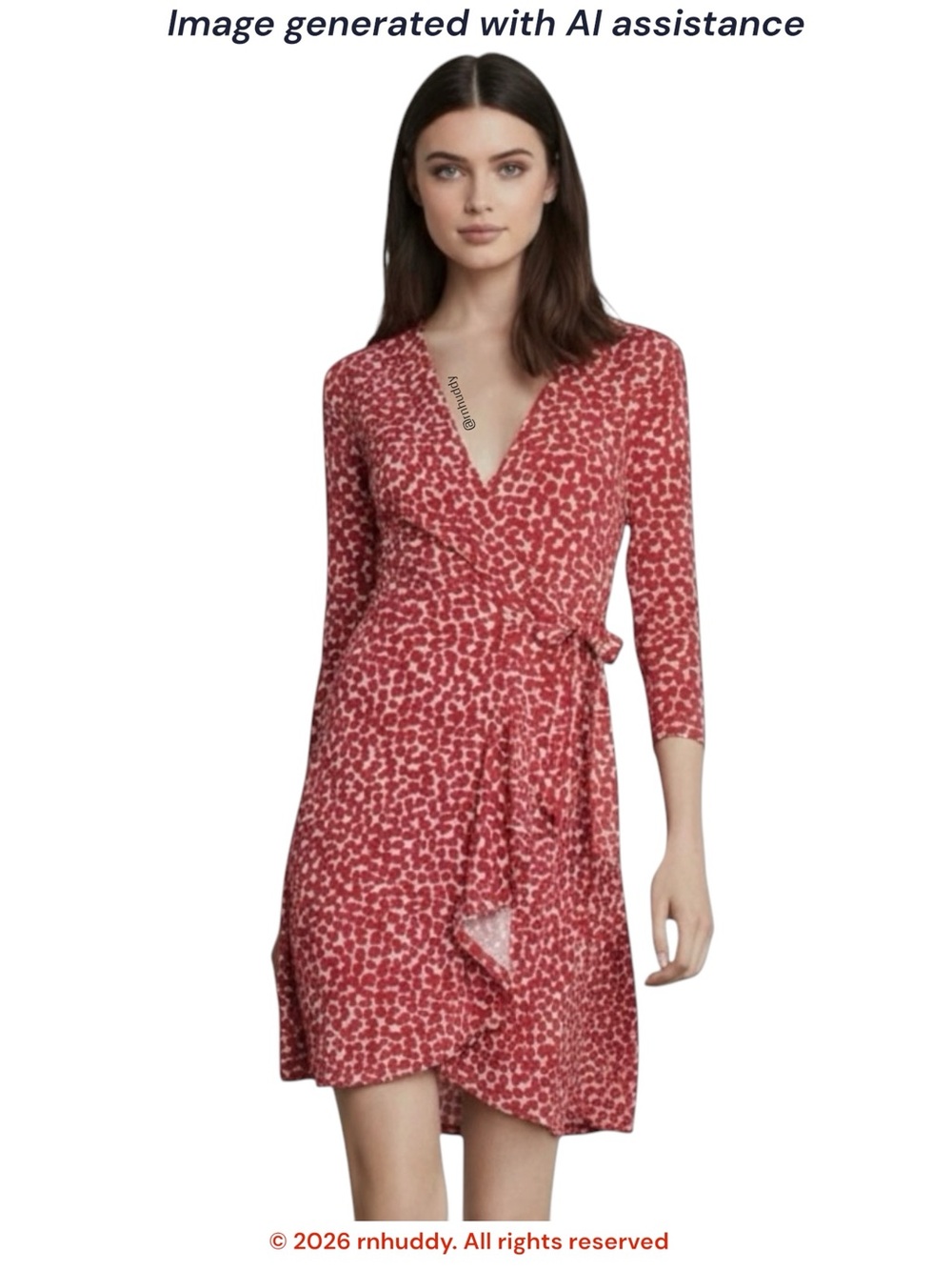 BCBGMaxAzria L red white wrap dress